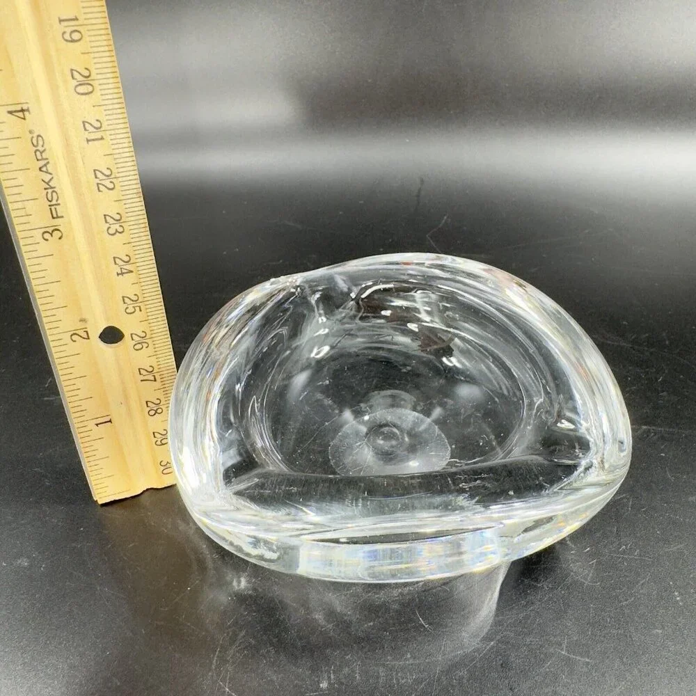 Venetian Clear Glass Dish Small Ashtray Made In‎ Italy Manganese 365nm Green UV